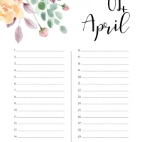 Printable Birthday Calendar 04 April 9 Printable Birthday Calendar 04 April