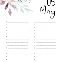 Printable Birthday Calendar 05 May 8 Printable Birthday Calendar 05 May