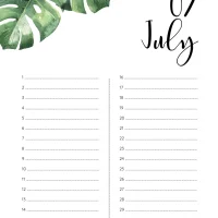 Printable Birthday Calendar 07 July 6 Printable Birthday Calendar 07 July