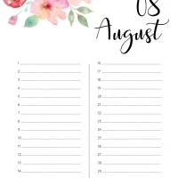 Printable Birthday Calendar 08 August 5 Printable Birthday Calendar 08 August