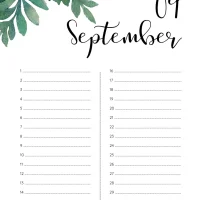 Printable Birthday Calendar 09 September 4 Printable Birthday Calendar 09 September