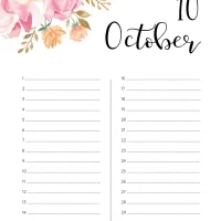 Printable Birthday Calendar 10 October 3 Printable Birthday Calendar 10 October