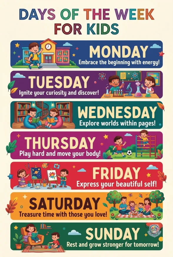 Printable Days of the Week for Kids Poster 1 Printable Days of the Week for Kids Poster