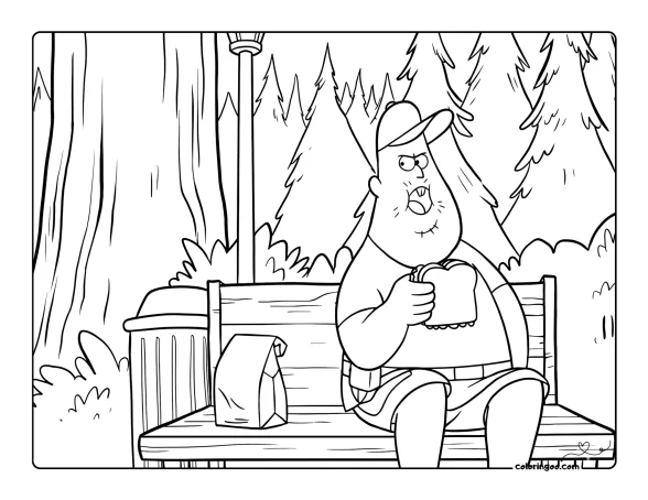 Soos Ramirez Sitting on the Bench Coloring Pages