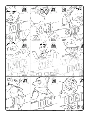 The Bad Guys 2 Characters Coloring Page