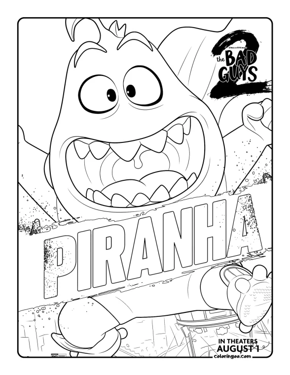 The Bad Guys 2 Piranha Coloring Page