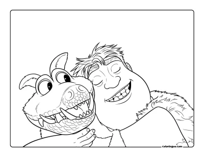 Thunk Crood and Crocopup Coloring Page