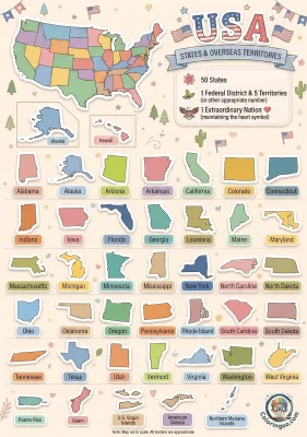 USA States and Overseas Territories Poster