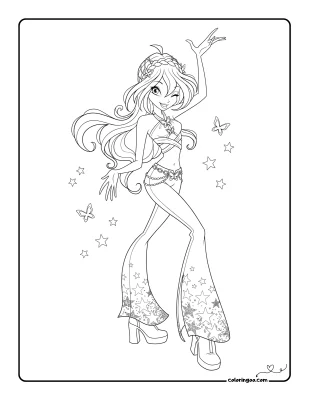 Winx Bloom Core Season 1 Casual Outfit Coloring Page