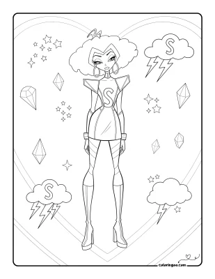 Winx Stormy Retro Coloring Page