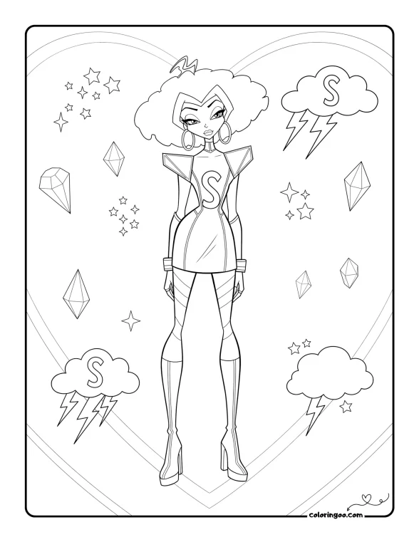 Winx Stormy Retro Coloring Page 1 Winx Stormy Retro Coloring Page