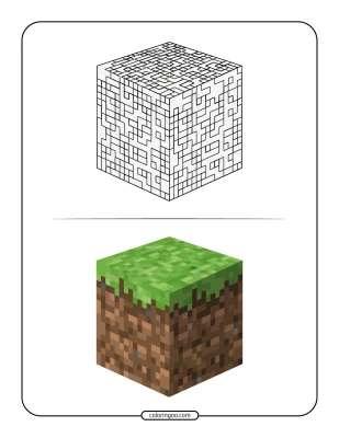 Minecraft Grass Block Coloring Page