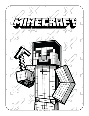 Minecraft Steve Coloring Page