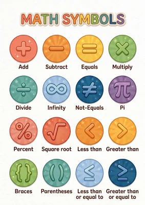 Circle Math Symbols Worksheet