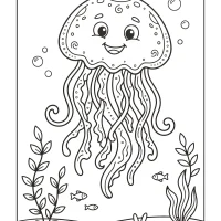 Cute Jellyfish Coloring Page 2 Cute Jellyfish Coloring Page