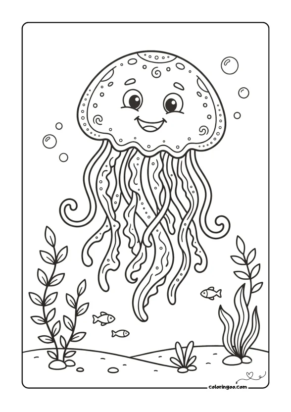 Cute Jellyfish Coloring Page