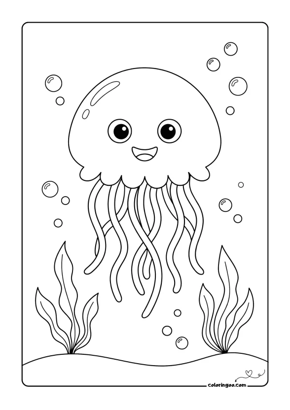 Cute Jellyfish Coloring Sheet