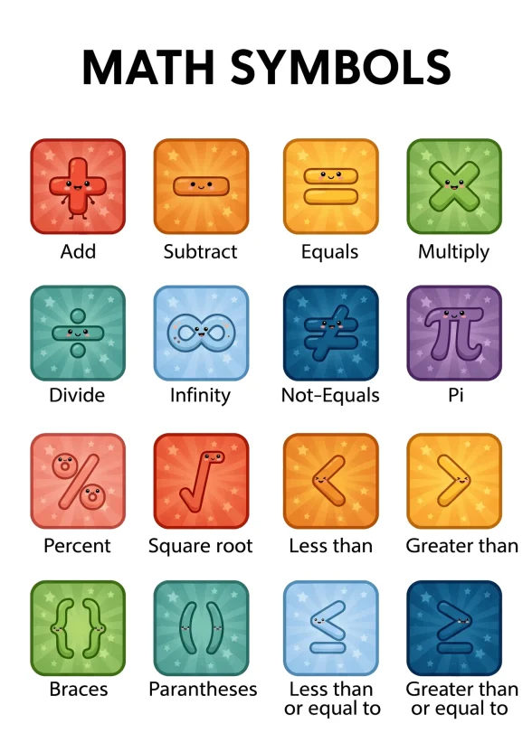 Funny Icons Math Symbols Worksheet