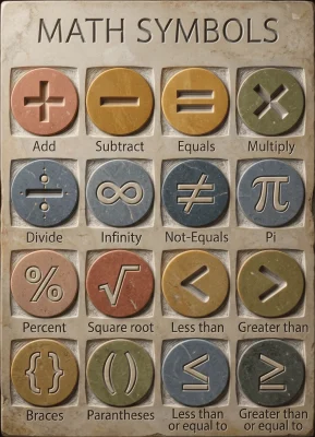 Stone Math Symbols Worksheet