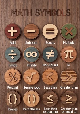Wooden Math Symbols Worksheet