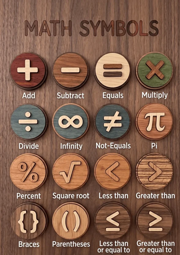 Wooden Math Symbols Worksheet