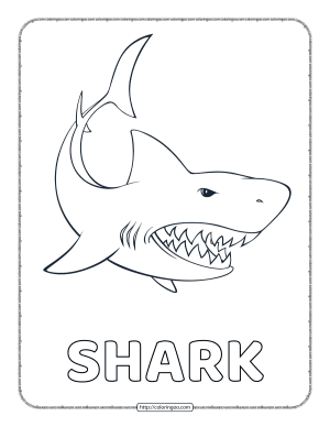 printable shark coloring pdf pages for kids