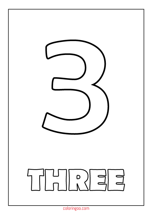 three number coloring page