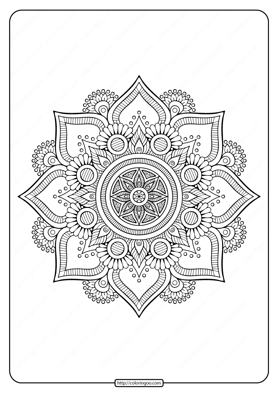 Floral Indian Mandala Coloring Pages PDF