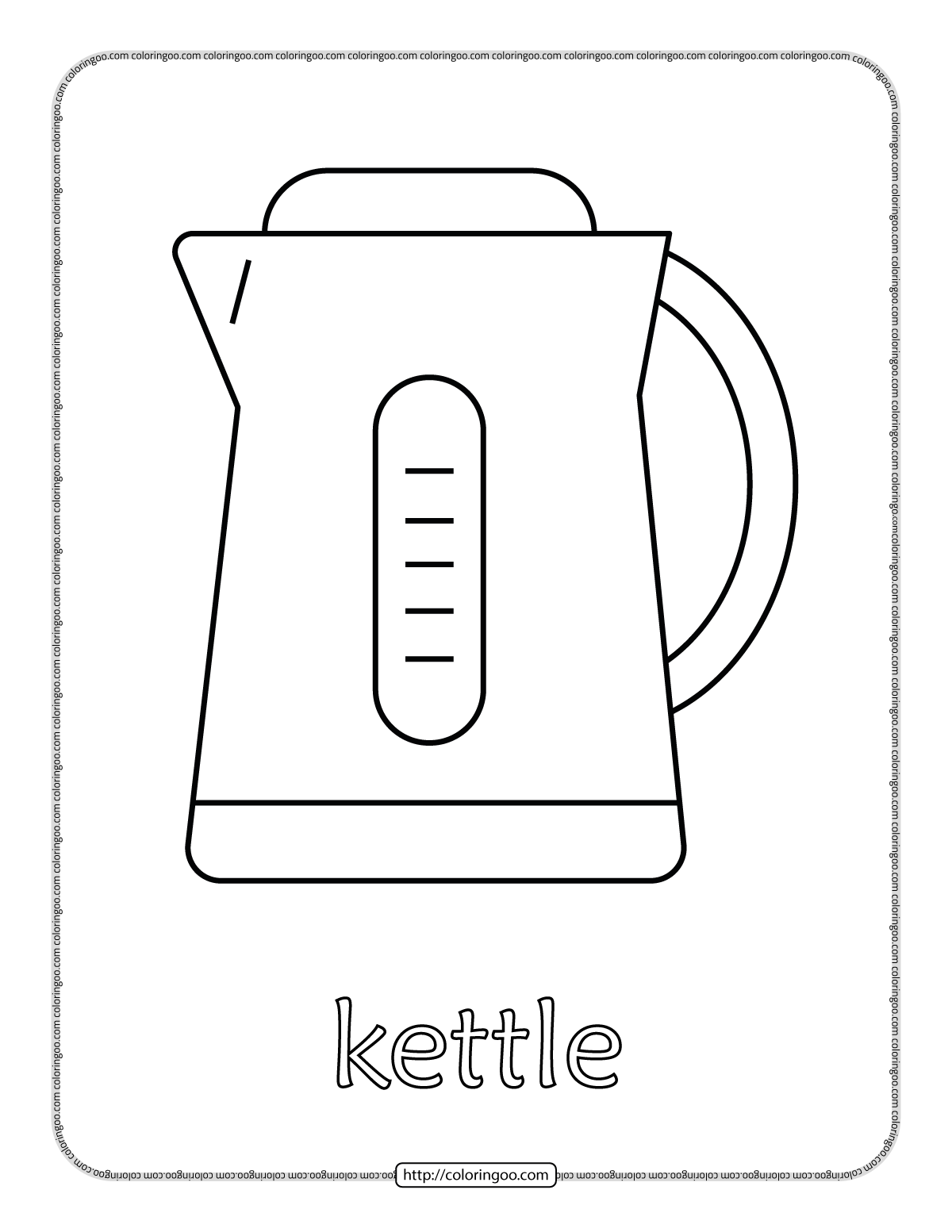 Printable Kettle Coloring Page - Book PDF