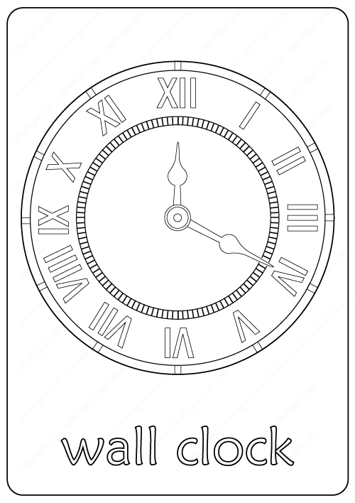 Wall Clock Coloring Pages PDF