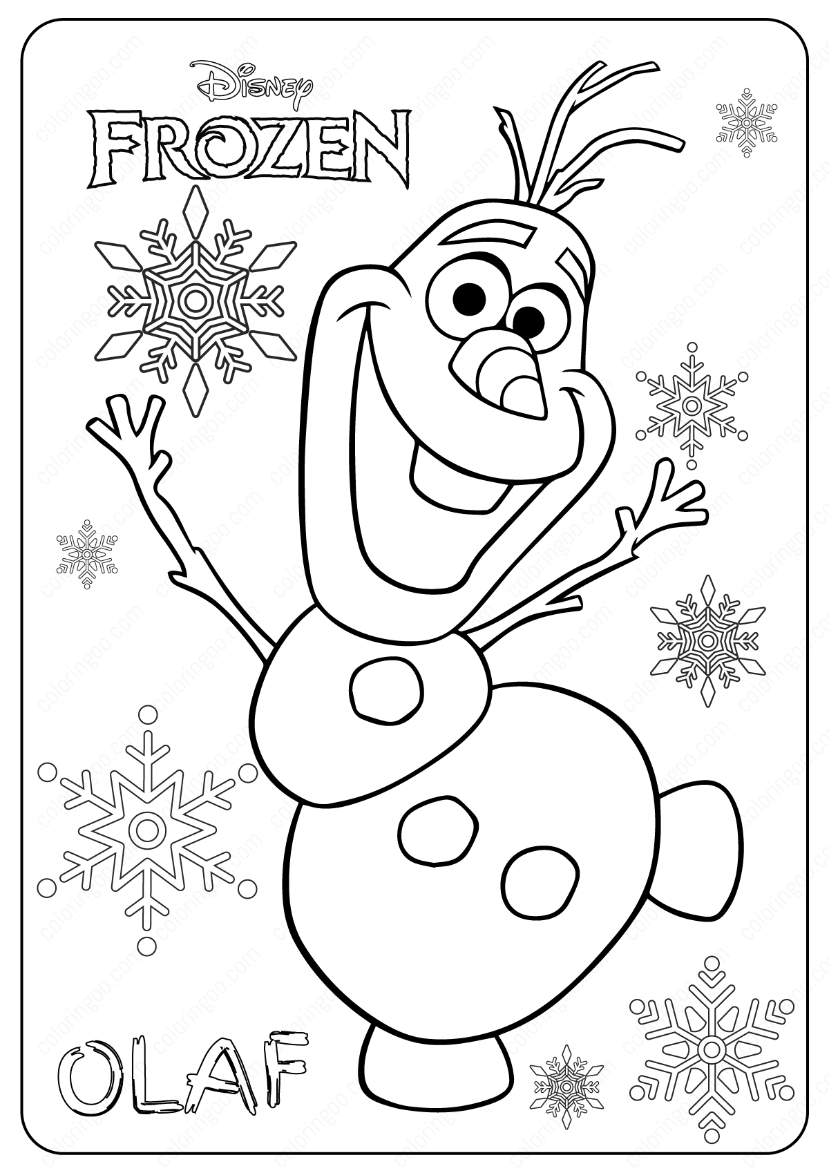 frozen olaf coloring pages