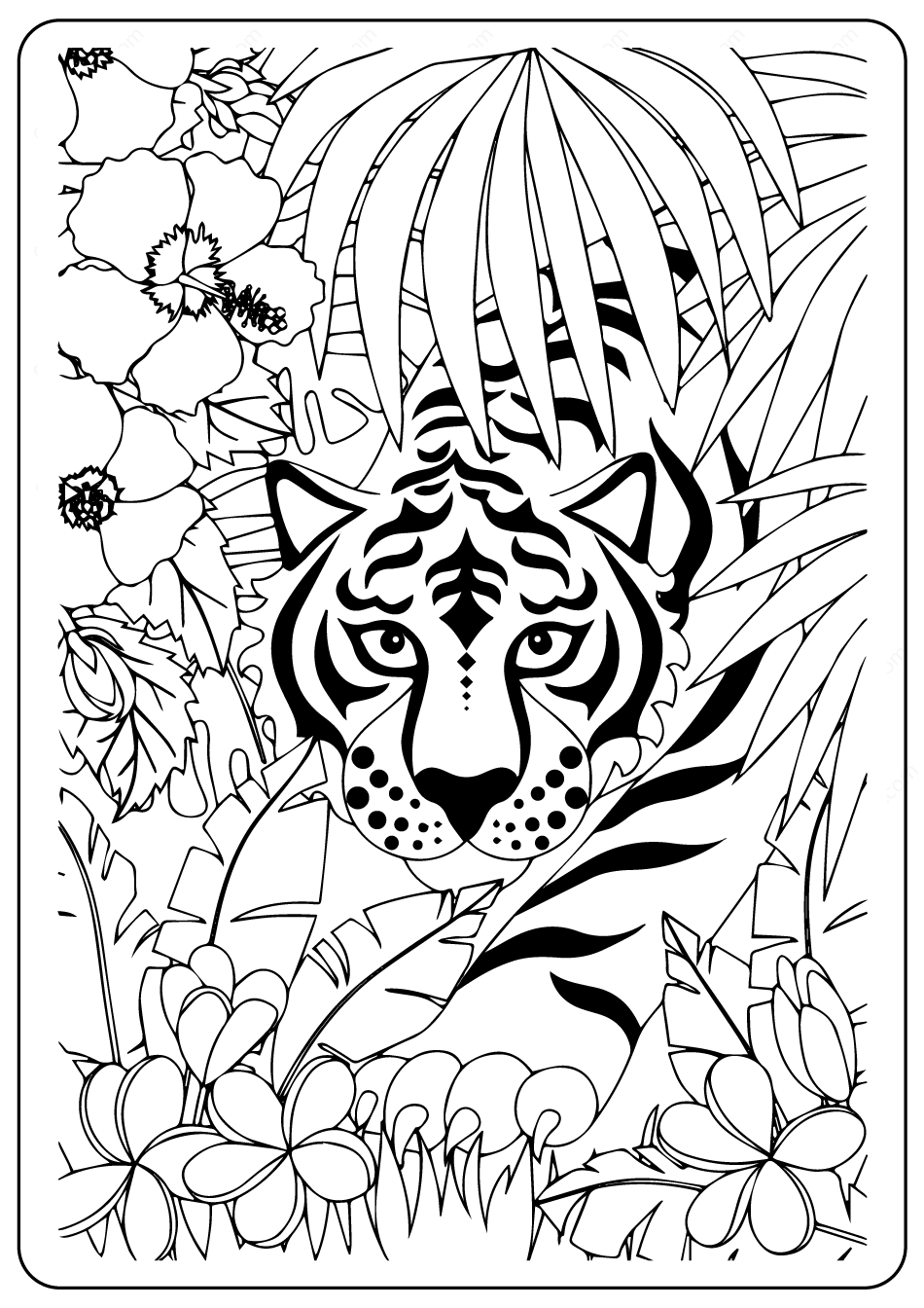 tiger outline coloring page 2