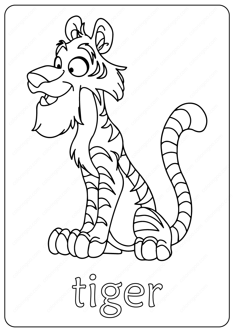 tiger outline coloring page