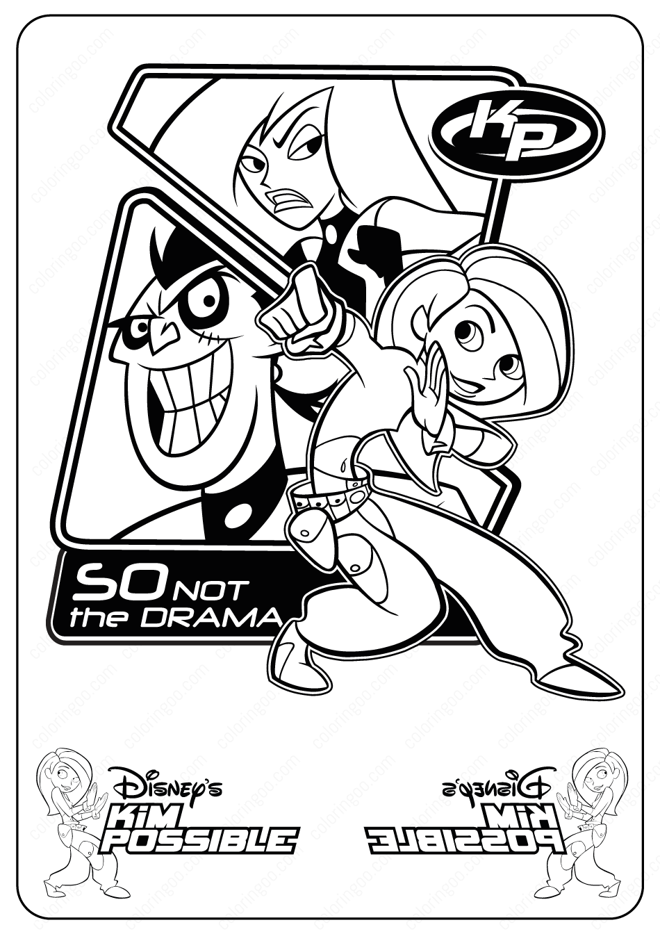 disney kim possible so not the drama coloring pages