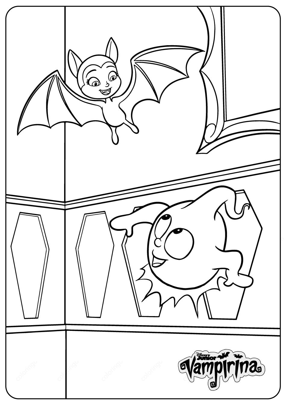 disney vampirina and demi coloring pages