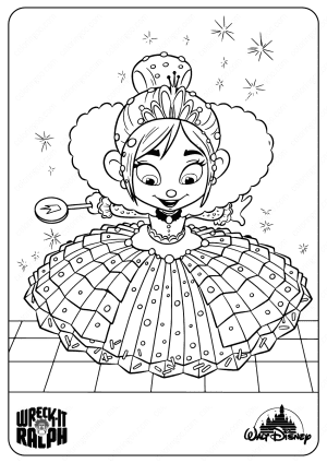 disney wreck it ralph princess vanellope coloring pages