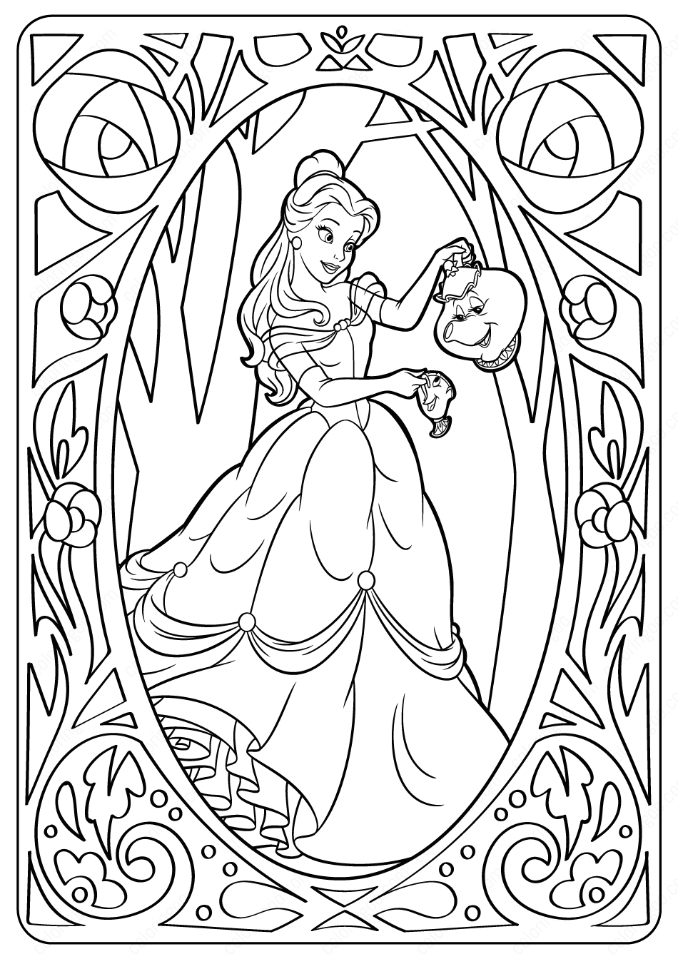 printable disney belle coloring pages