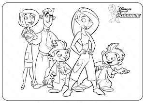 printable disney kim possible and family coloring pages