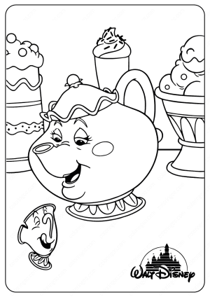 printable disney mrs potts and chip coloring pages