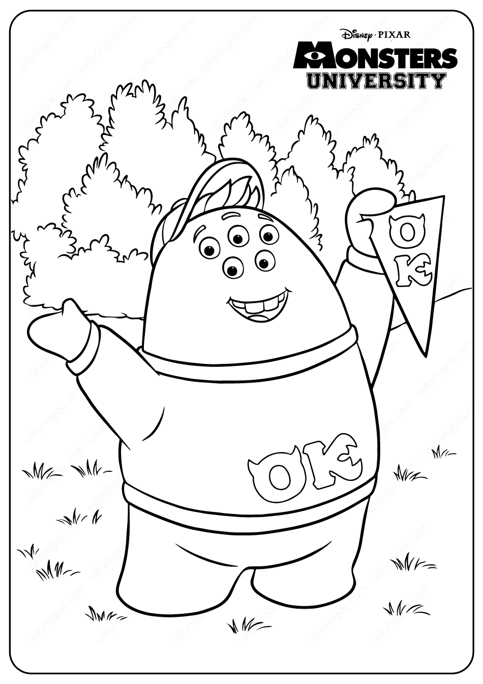 printable monsters university squishy coloring pages