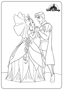 Printable Disney Tiana and The Prince Coloring Pages