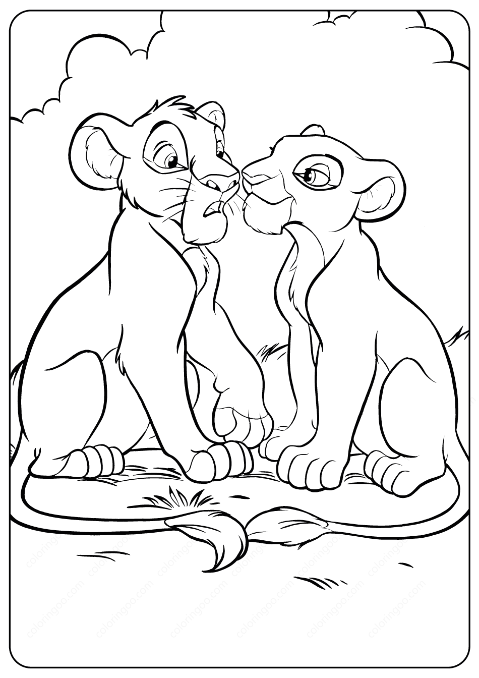 the lion king young simba and nala coloring pages