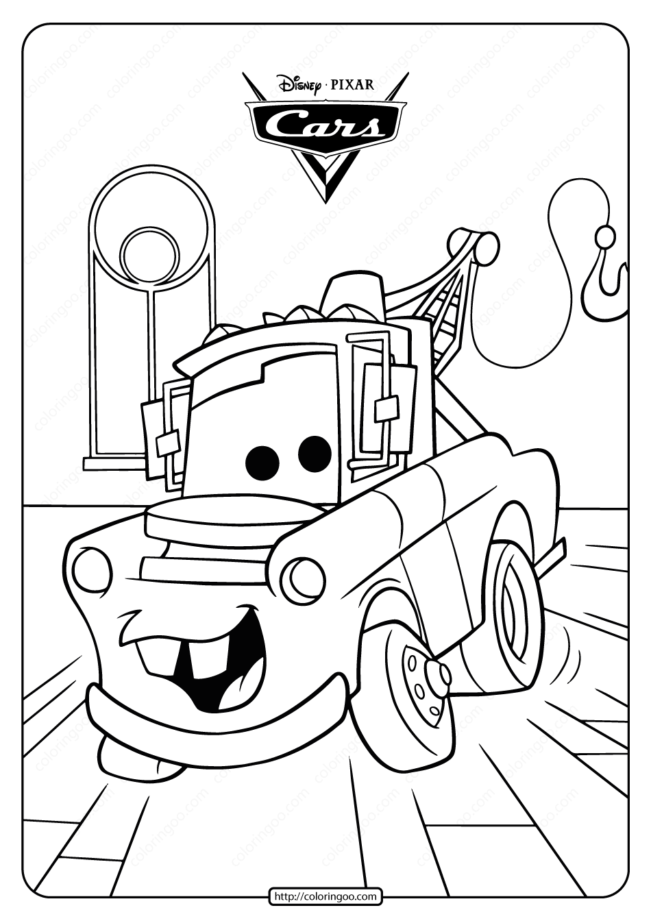 disney cars tow mater truck coloring pages