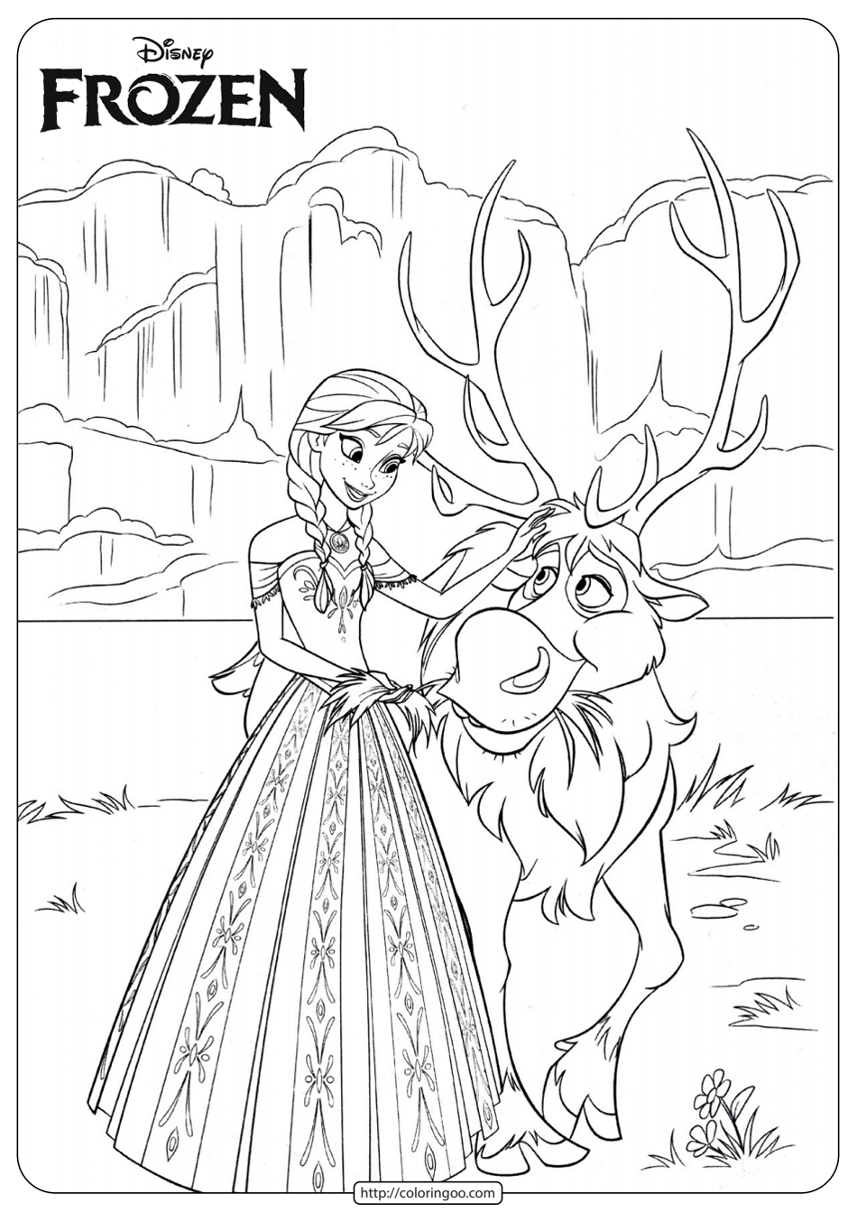 disney frozen anna and sven coloring pages