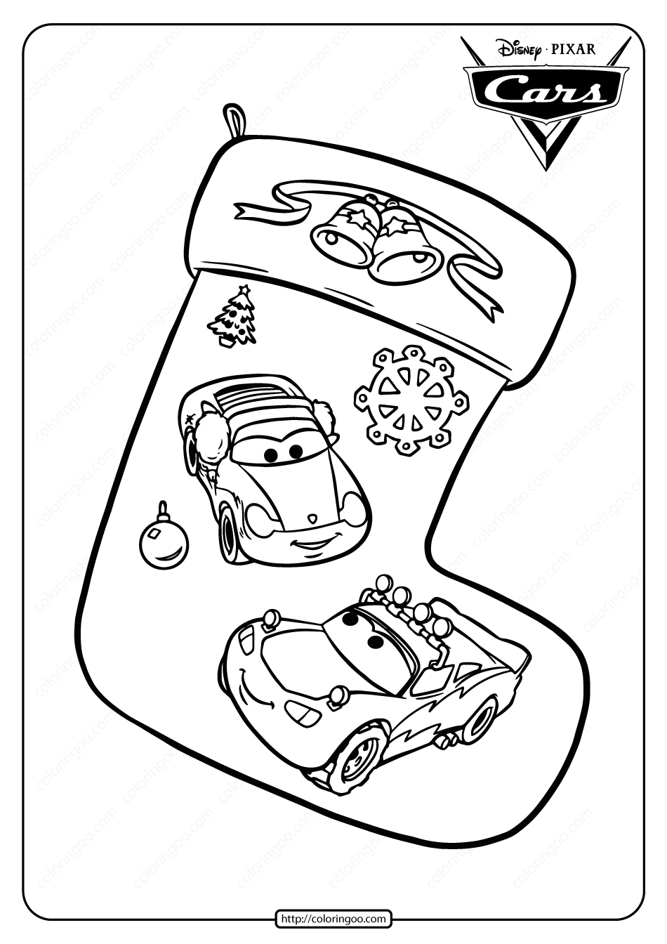 disney pixar cars christmas stocking coloring pages