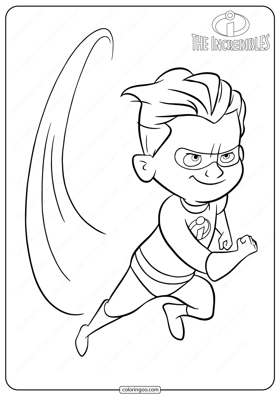 disney the incredibles dash coloring pages