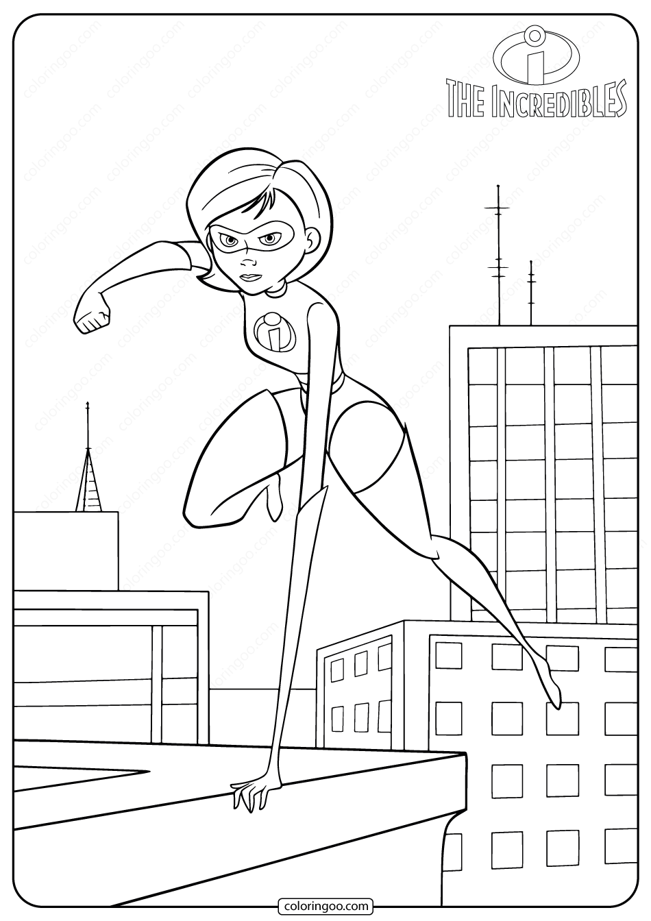 disney the incredibles mrs incredibles coloring pages