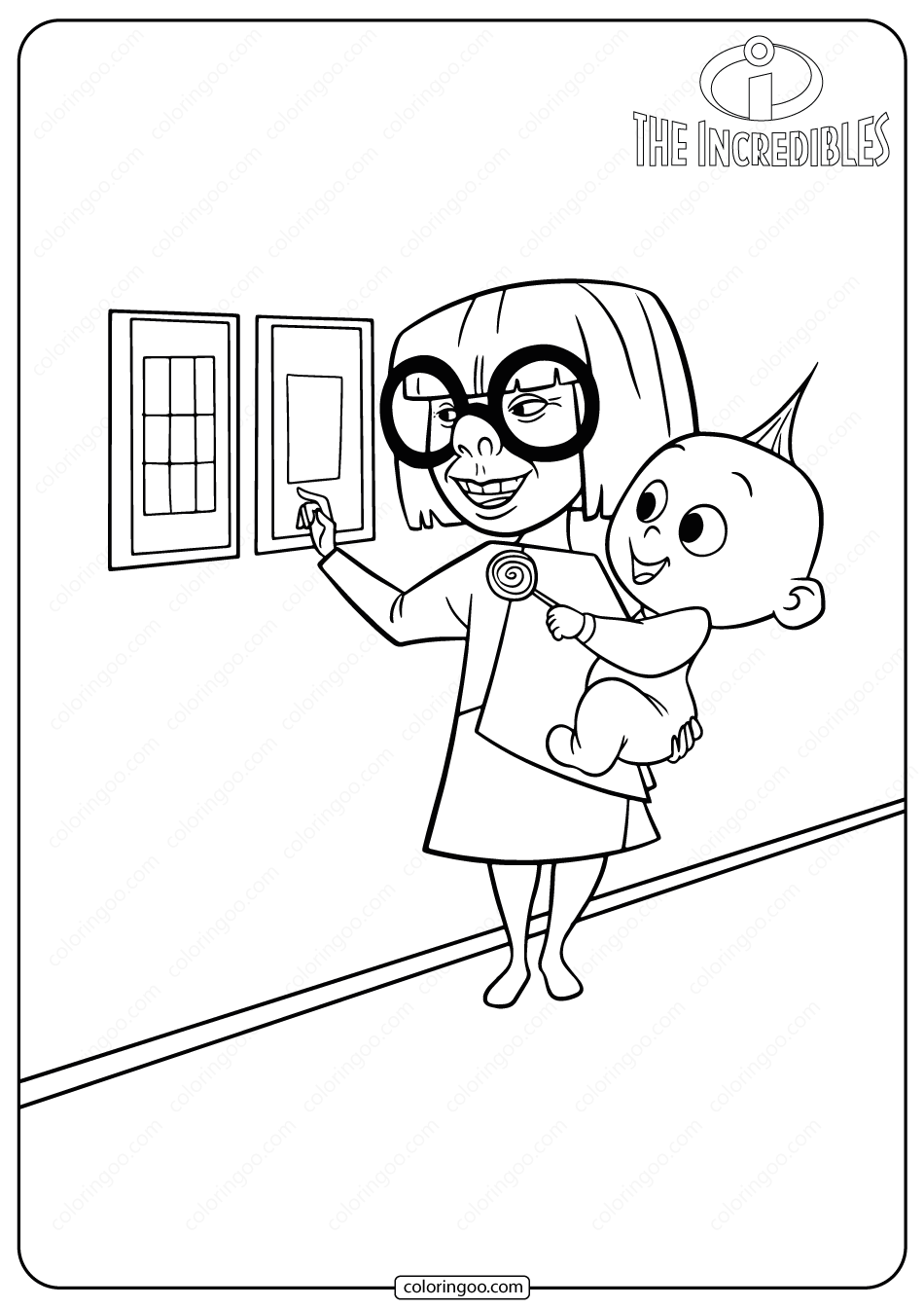 edna mode and jack jack coloring pages