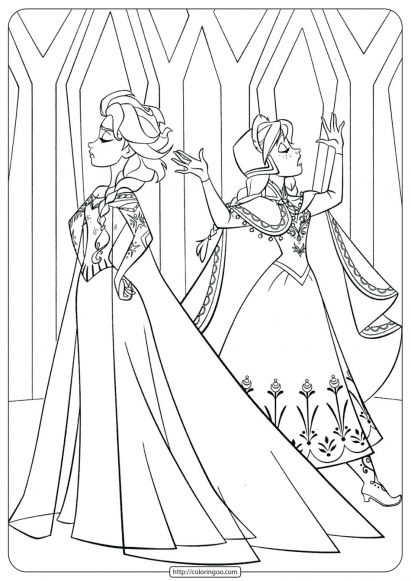 Frozen Anna and Elsa Coloring Pages