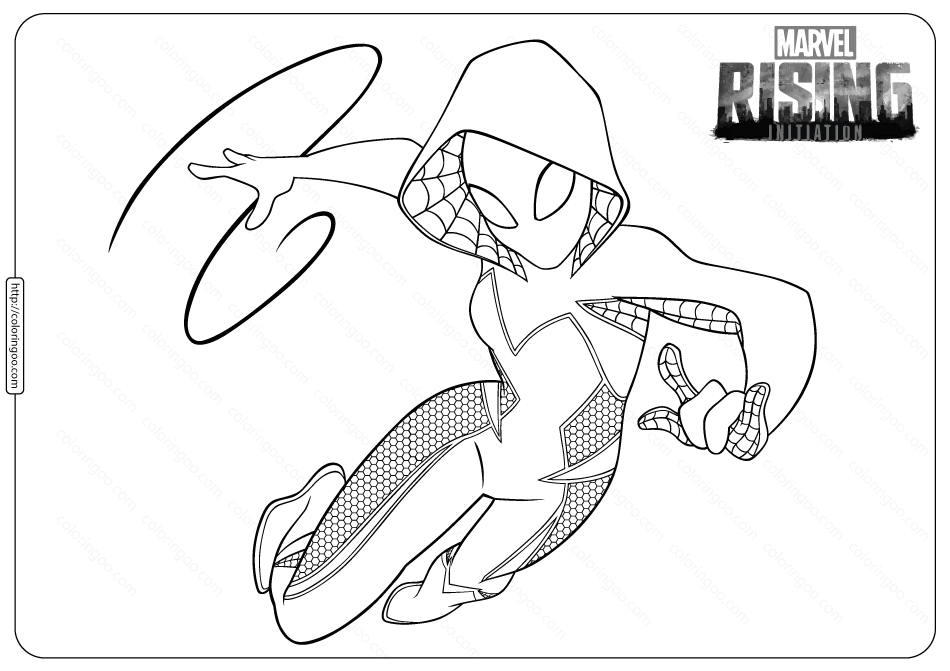 marvel rising ghost spider coloring pages e1582306124868